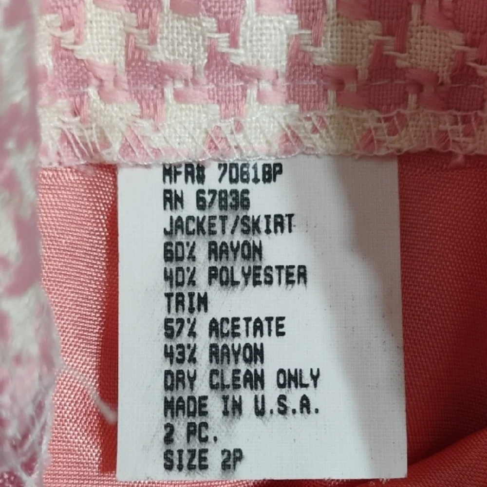 (XX-55) SALE! Blondie And Me Elegant Pink Houndstooth Women's Blazer & Skirt Set - Picture 9 of 9